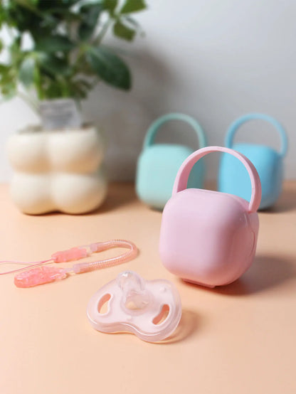 3Pcs Baby Apple Pacifier Set Silicone Soother with Spring pacifier chain and PP storage Box 100% BPA Free Portable Pacifier Set