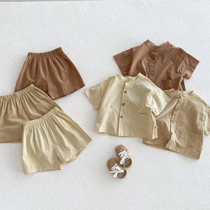 MILANCEL Chidren Clothing Set Casual Boys Suit  Short Sleeve Shirt And Pants 2 PCs Clothes Suit