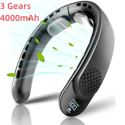 New Quad-Core USB Neck Fan Turbine Vaneless Design Easy Simple Control Carry for Outdoor Portable Portable Summer Gift Wearable