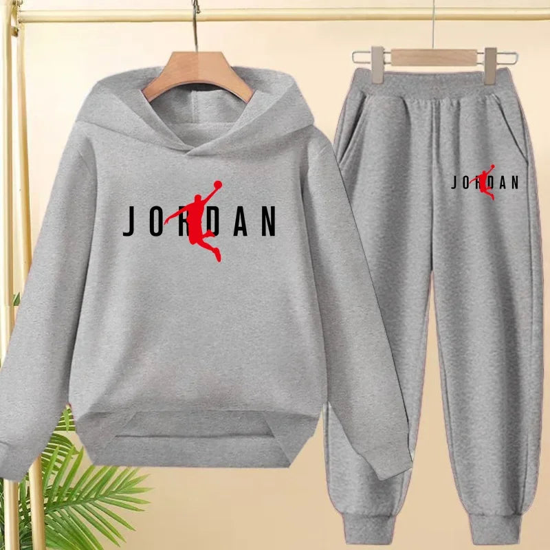 Children's Sportswear Set with Hoodie Sweatshirt And Long Pants Suitable for Kids Aged 3-13 Years Old for Engaging in Sports