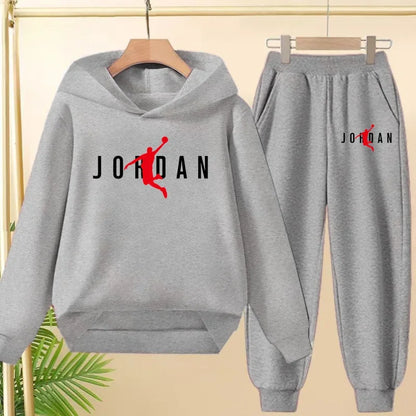 Children's Sportswear Set with Hoodie Sweatshirt And Long Pants Suitable for Kids Aged 3-13 Years Old for Engaging in Sports
