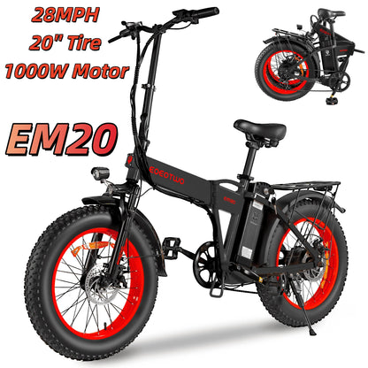 EOEOTWO 26" Fat Tire Electric Bike for Adults, 1000W Motor 1500W Peak, 48V 15Ah Battery, 34 MPH Max Speed, Up to 60 Miles Long Range