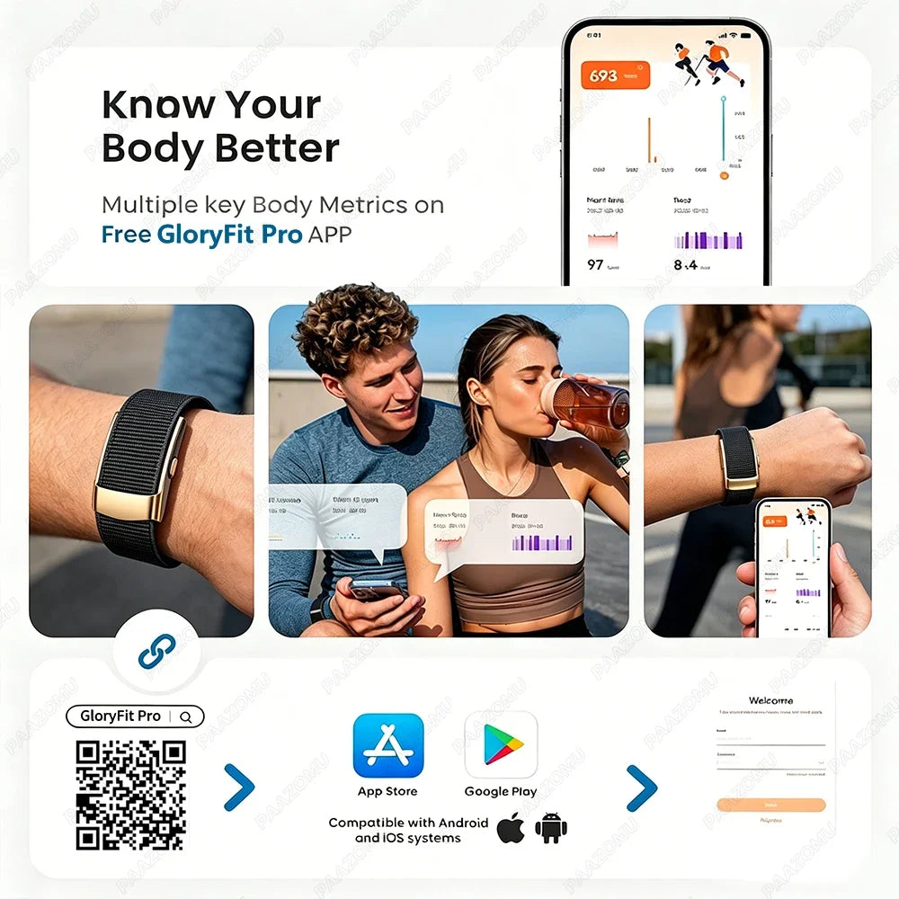 No Screen Smart Bracelet Health Fitness Tracker 24/7 Heart Monitor Sleep Tracker Multi-Sport Tracker Wristband for Android iOS