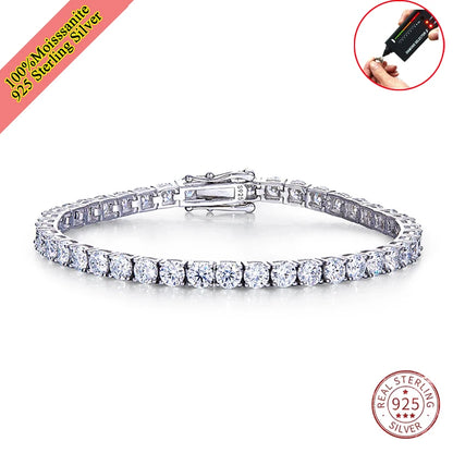 Real Moissanite Tennis Bracelet for Women Men 3.0mm Lab Diamond Bangle with Certificates 925 Sterling Silver Fine Jewelry