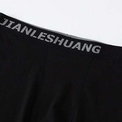 5piece Set Of Men's Classic Black And White Elastic Long Underwear Quick Drying Comfortable Sporty Youth Trend Flat Corner Pants