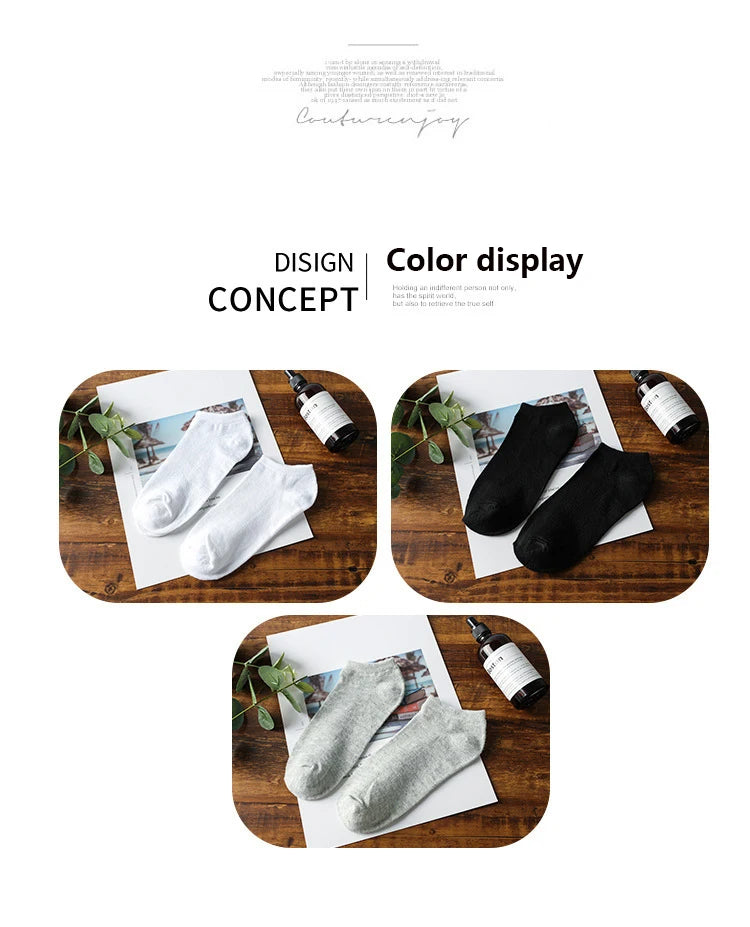 10/20/30 Pairs Men's Ankle Socks Solid Color Breathable Comfy Sweat-absorbing Boat Socks Casual Short Socks
