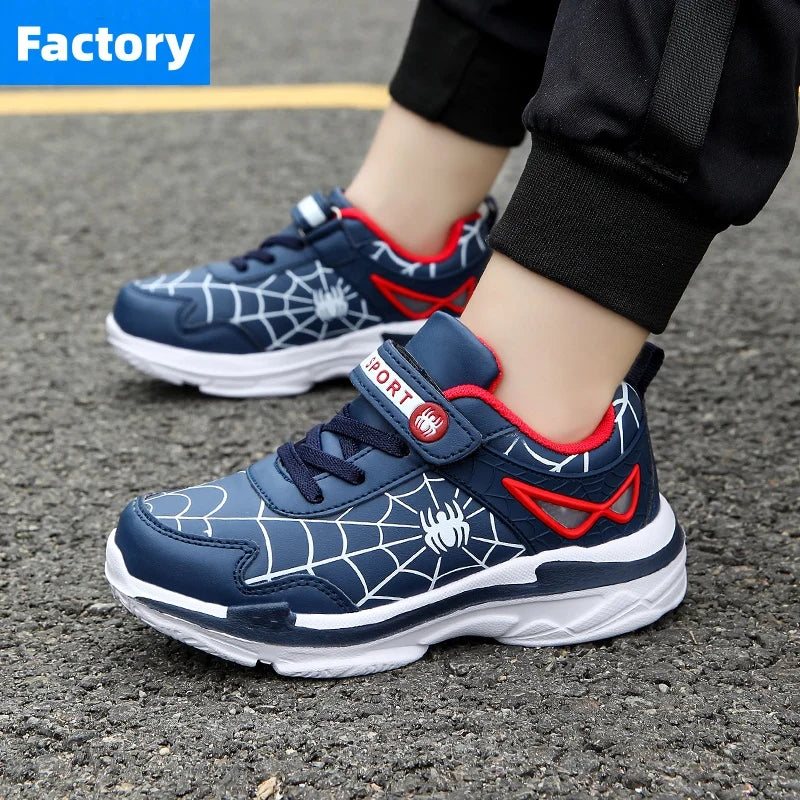 Brand Kids Cartoon Spider Sneakers Boys Comfortable Sports Shoes Outdoor Non-slip Tennis Shoes Lightweight Casual Running Shoes