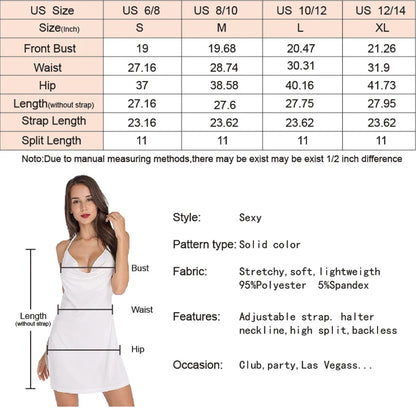 Summer Nightgown Women Plus Size Night Dress Sexy Halter Sleep Wear Side Open Deep V Sleeveless Nightie Nightdress Black White