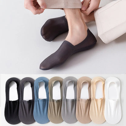 1/3/5 Pairs High-Quality Men Cotton Boat Socks Summer Thin Breathable Solid Color Silicone Anti Slip Low Top Invisible Socks