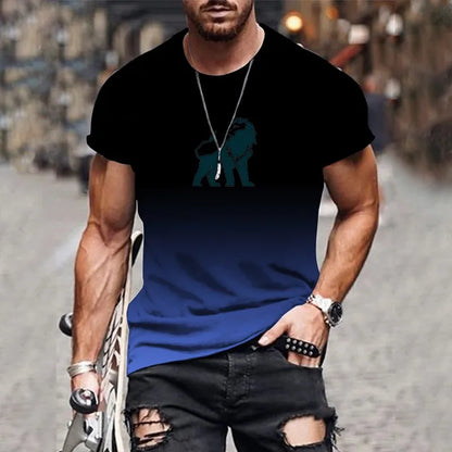 Men's 3D Printed T-Shirt - Summer Streetwear Gradient Printed Tee | Plus Size Pullover