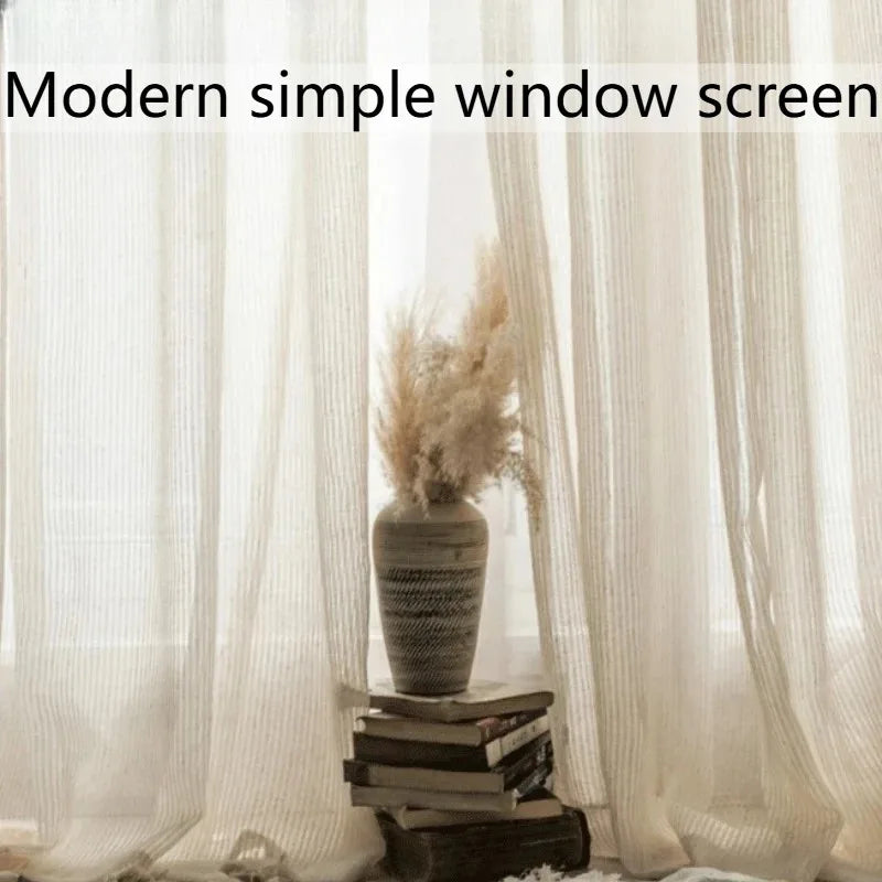 Beige Curtain Semi Light Blocking | Thin Soft Screens Pleated Window Curtain