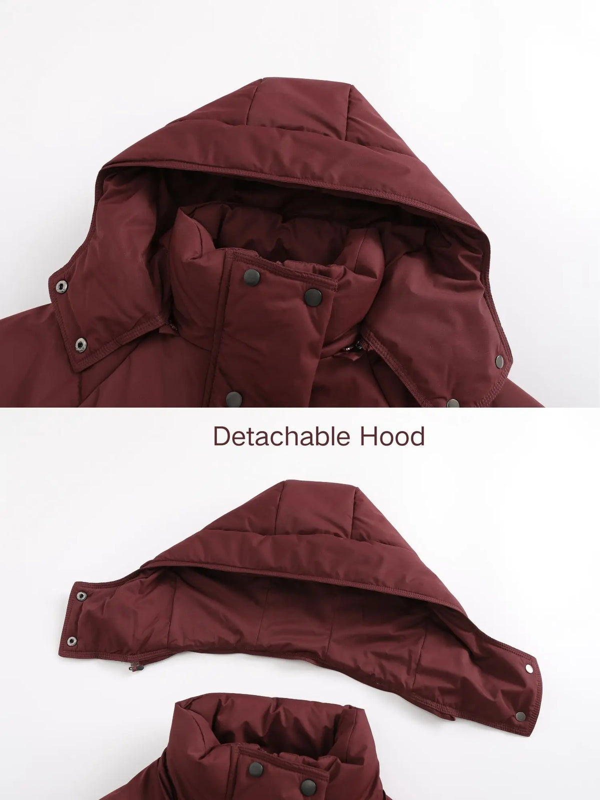 Plus Size Winter Jacket for Women Windproof Warm Detachable Hood Puffy Coat Casual Versatile Outdoor Activities Fashionable Top