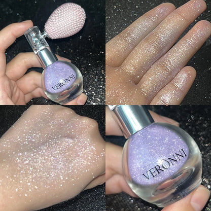 6-Color Diamond Highlighter Powder Spray Waterproof High Gloss Glitter Body Bronzer Highlight Powder Face Contour Illuminator