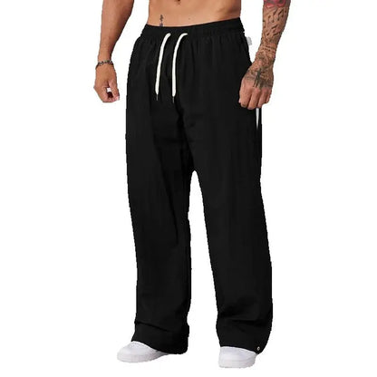 Autumn New Casual Pants Men’s Loose Cotton Casual Pants Wide-Leg Trendy Sports Patchwork Long Pants American-Style Sweatpants