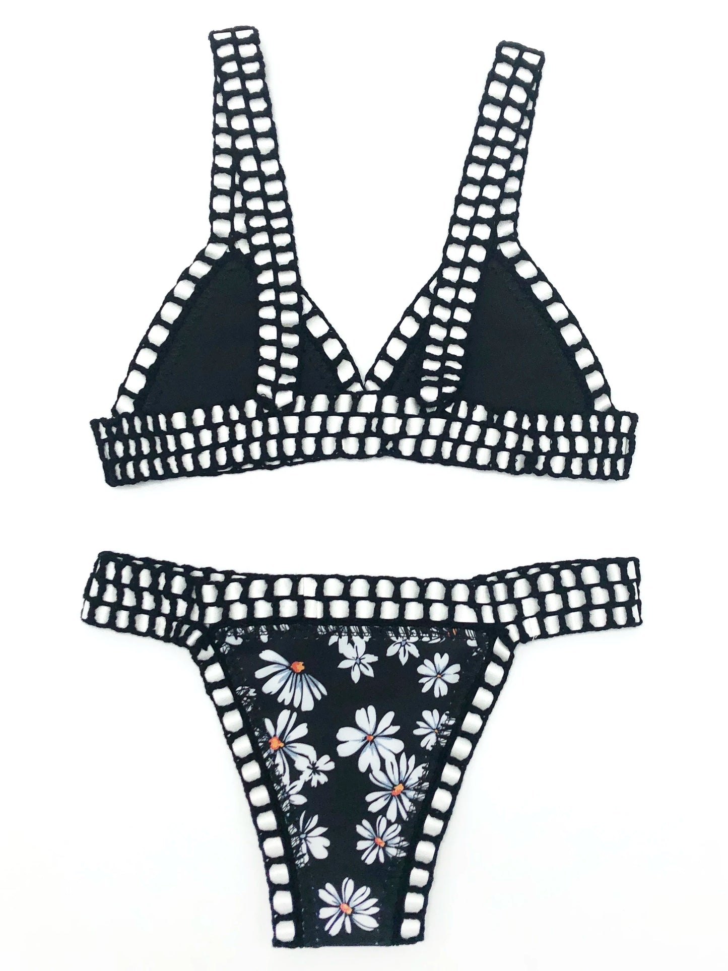 Reversible Crochet Bikini - Leopard Print Two Piece Swimwear Set | Luxury Poolside Suit