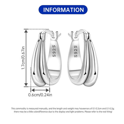 Orstarry S925 Sterling Silver Square Chain With Stone Inlaid Earrings Hoop Earrings For Women Jewelry Original Party Trendy Gift