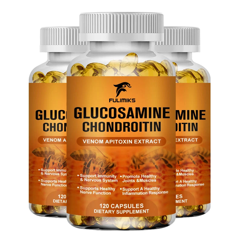 Glucosamine Chondroitin Capsules Vitamin C Nutrition Dietary Supplement Bone Knee Back Health Joints Mobility