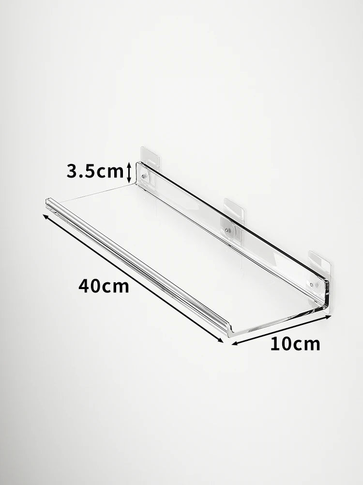 Acrylic Wall Storage Rack - No Drill Bathroom  Kitchen Organizer with Strong Adhesive