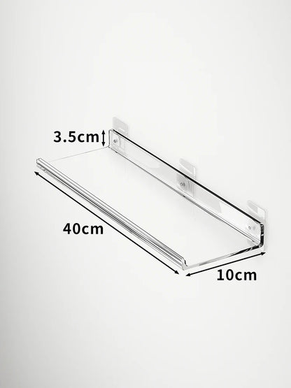 Acrylic Wall Storage Rack - No Drill Bathroom  Kitchen Organizer with Strong Adhesive