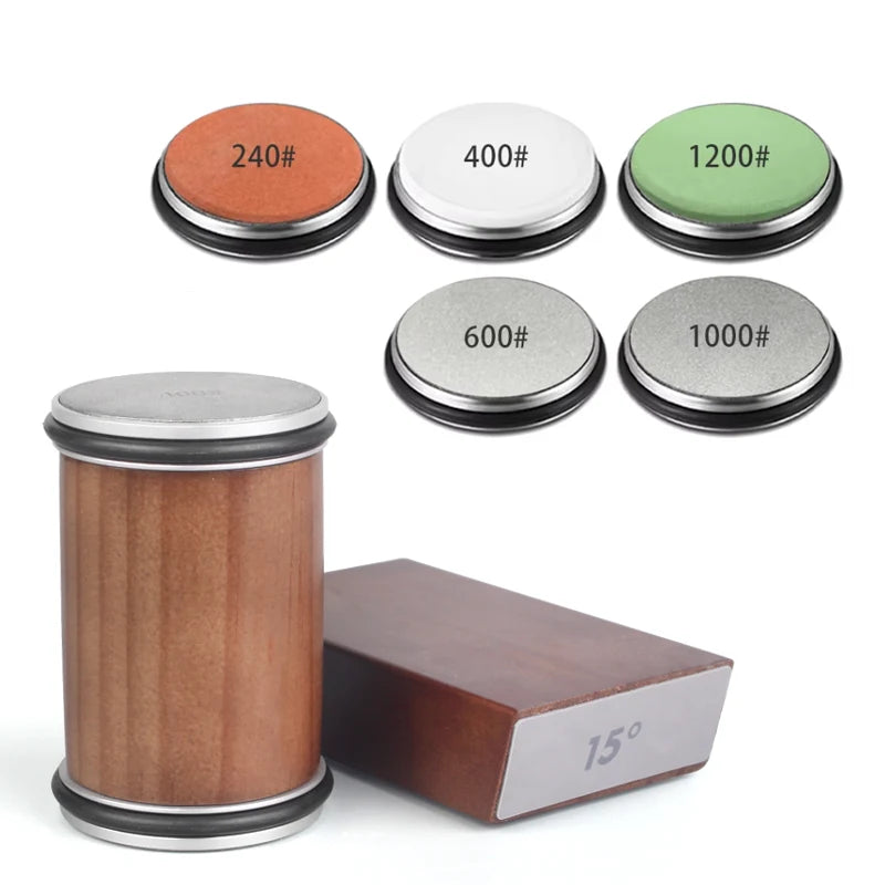 Rolling Knife Sharpener Kit – Diamond Stone with 15°/20° Angles & Magnetic Holder