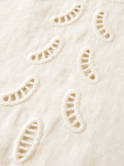 FSLE【Premium Series】Summer Women Linen Two Piece Set Cut-Out Embroidered Sleeveless Top Midi Skirt Boho Beach Vacation Style