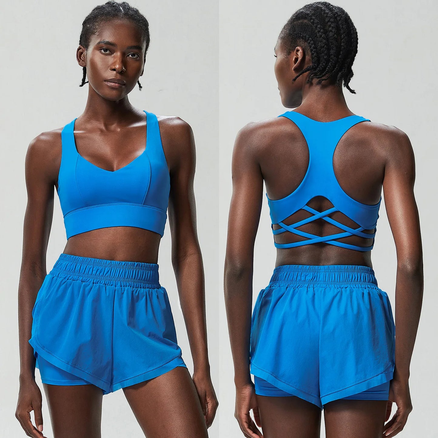 Women Outdoor Running Suit Summer Breathable Quick Dry Short Sportswear Two Pieces Fitness Yoga Set Female Exercise Gym Clothes