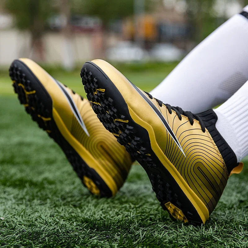 Men Football Boots – Lightweight Leather Soccer Shoes With Ankle Support Cleats