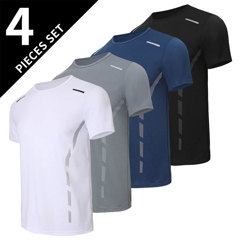 Men's Quick-Dry Sports Shirt – Multicolor Summer Running Badminton Tee with Reflective Strip
