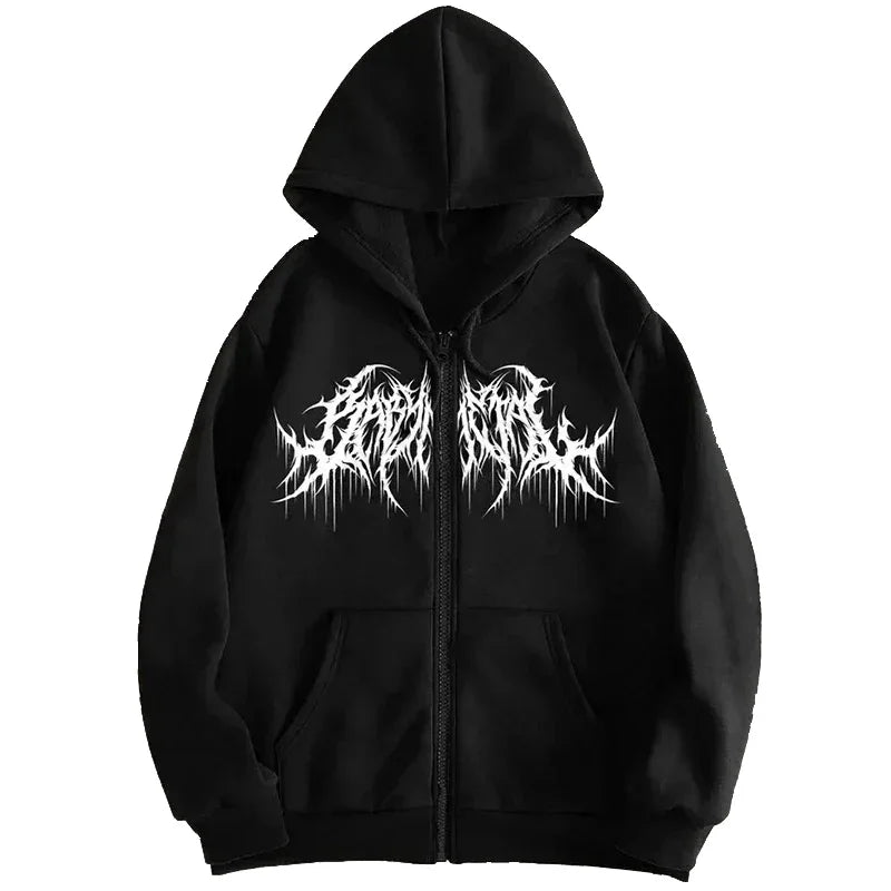 Y2K Zip-Up Hoodie, Men, Clothes with Graphic Prints, Hip Hop Style, Gothic 2026 Autumn Winter Keep Warm Long Sleeves Sweatshirt