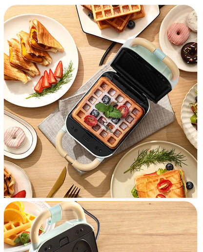 Mini Sandwich Maker - Electric Breakfast Multi Cooker for Toasts Pancakes Waffles  Donuts