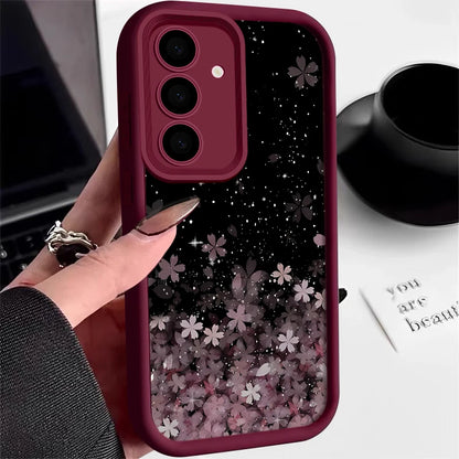 Cherry Blossom Silicone Case For Samsung Galaxy S25 Edge S26 S24 S23 Ultra S24 FE A57 A55 A37 A15 A16 A17 A35 A56 5G TPU Cover