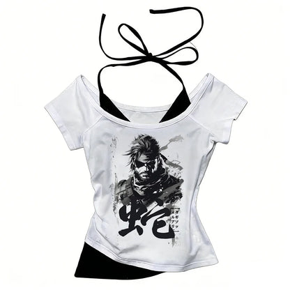 Metal Gear Solid top tees teen 2000s hip hop Gothic Graphic University t-shirt Gothic Trendy Psychedelic aesthetic Pastel