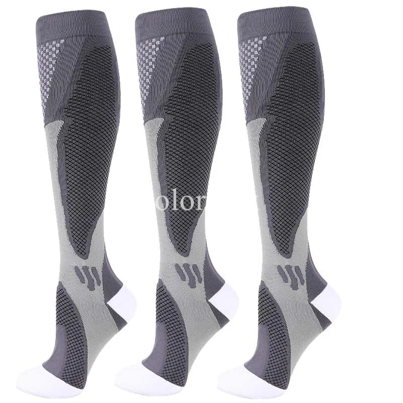 Compression Sports Socks - 3 Pairs Anti Slip Knee High Socks for Football & Basketball