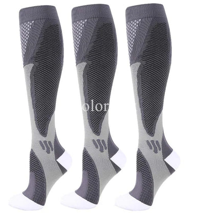 Compression Sports Socks - 3 Pairs Anti Slip Knee High Socks for Football & Basketball