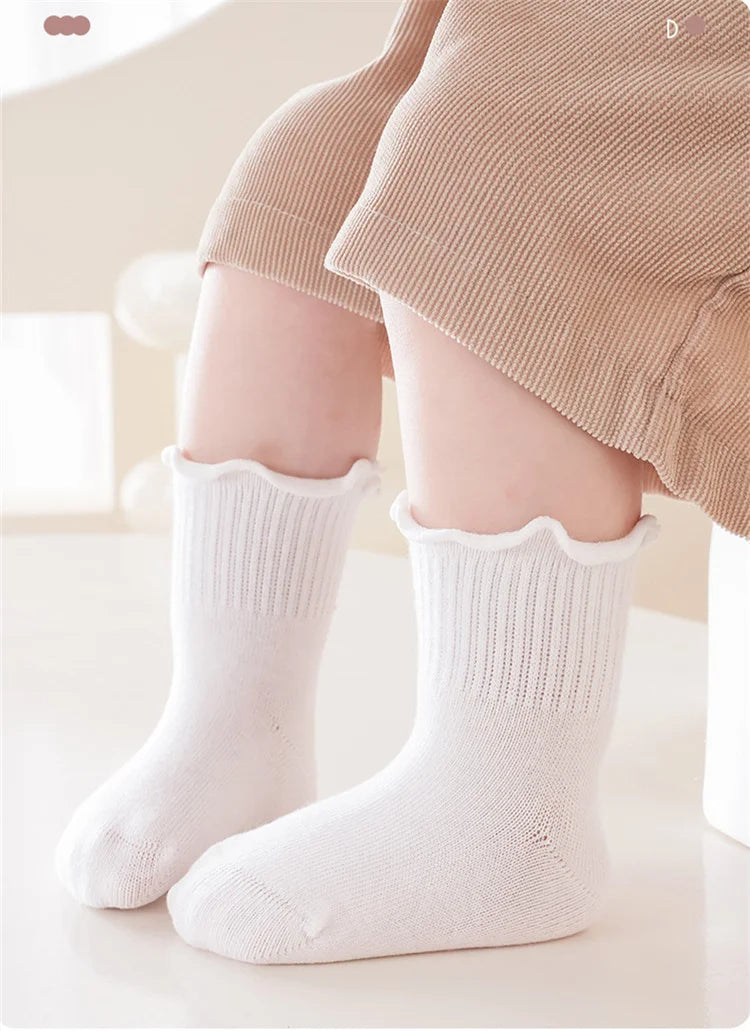 Lawadka Children's Girls Socks Cotton Dot Solid Kids Girl Sock Fashion Princess Baby Socks For Girls   Autumn Winter 0-12Years