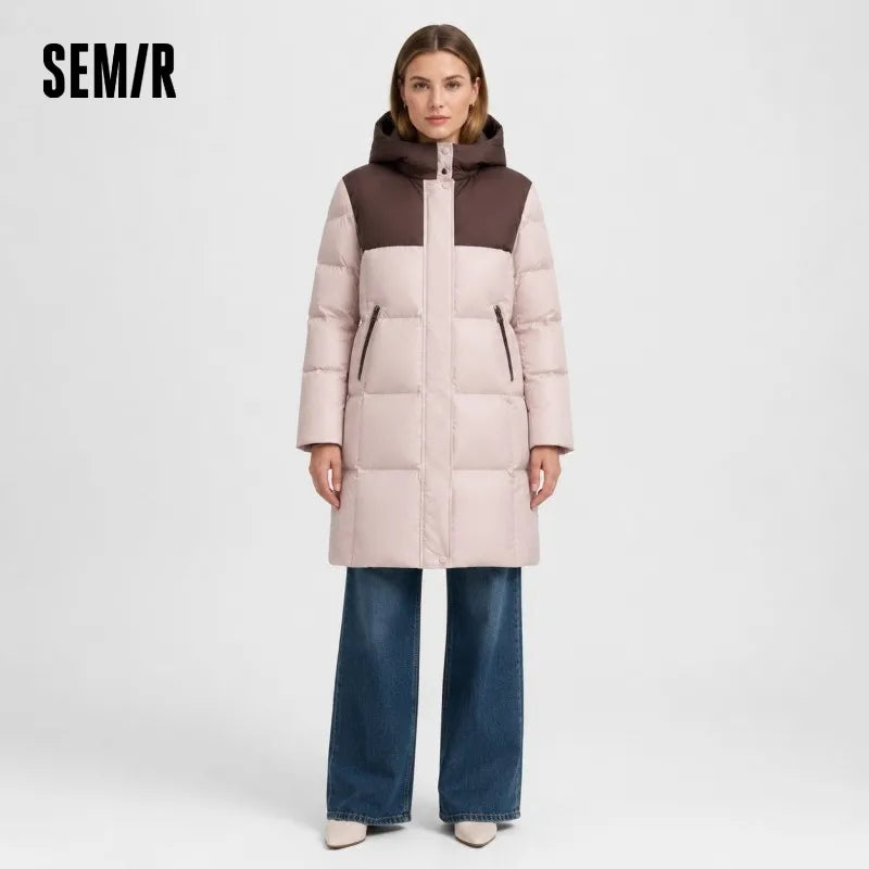Semir Down Jacket Women Long Length Waterproof Oil-proof Stain-proof 2026 New Winter Detachable Hooded Winter Clothing Coats