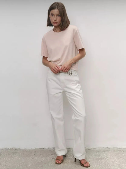 Cotton Summer Womens T-Shirt - Short Sleeve Loose Basic Top