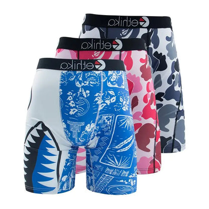 3Pcs Sexy Men Underwear Boxer Shorts Cueca Male Printed Panties Lingerie Men Underpants Boxershorts Plus Size Boxer Briefs XXXL
