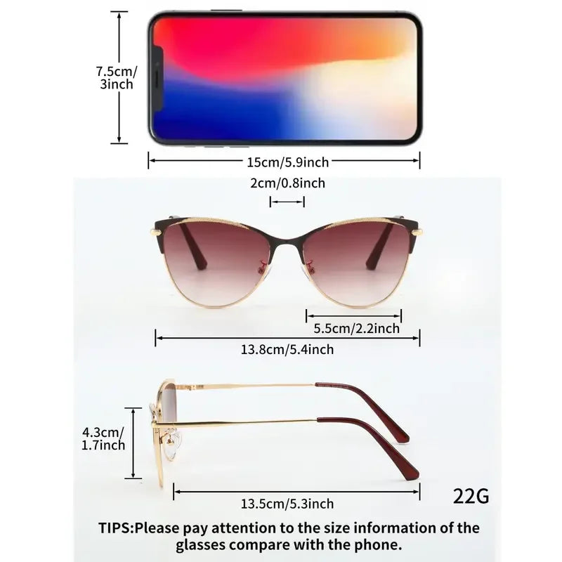 Cat Eye Sunglasses - Round Frame Fashion Glasses for Men & Women | Anti Reflective Lenses