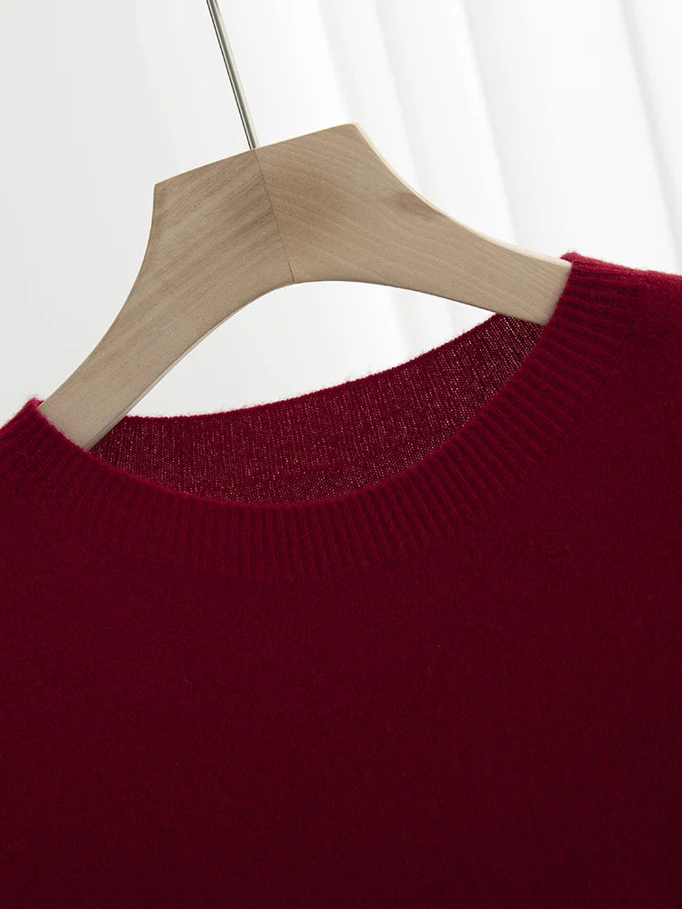 Men Classical T-shirt 100% Merino Wool Sweater O-neck Short Sleeve Pullover Smart Casual Basic Clothing Cashmere Knitwear Tops