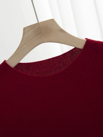 Men Classical T-shirt 100% Merino Wool Sweater O-neck Short Sleeve Pullover Smart Casual Basic Clothing Cashmere Knitwear Tops