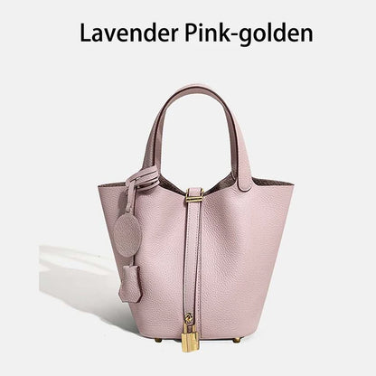 Women Leather Bucket Bag - Genuine Leather Handbag | Large Tote Bag With Silver Hardware
