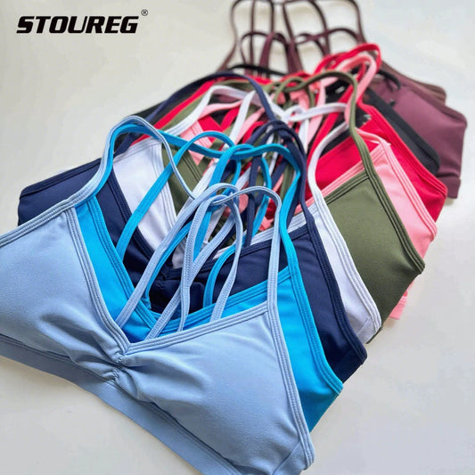 Yoga Sports Bra - Lightweight Nylon Spandex Multi Wear Crop Top with Removable Straps