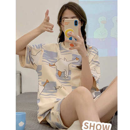 Sleepwear Set Women Short Pajamas for Women Women's Summer Pajamas Pajama Sets Pijama Woman Home Wear Panties Sleep Lounge