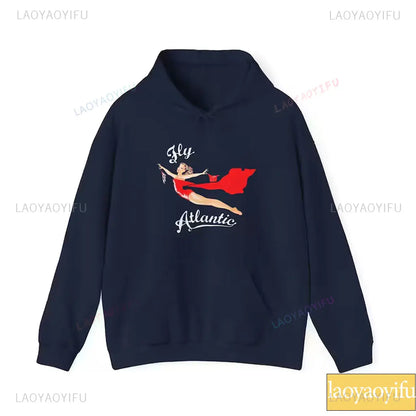 Fly Atlantic Princess Diana Sweatshirt Retro 80s Sporty Crewneck Winter Clothes Women Aesthetic Sweaters Casual Long Sleeve Tops