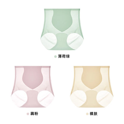 Gentle.Bear Women's Ice Silk Seamless High Waist Panties Breathable Ladies Briefs Elastic Soft Underwear 2025 NEW
