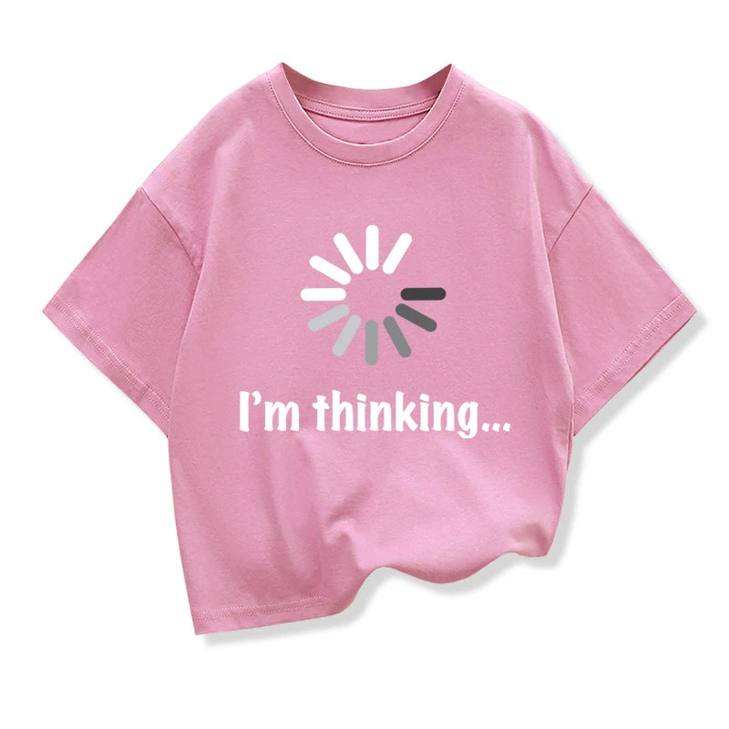 Kids T-shirt High Quality Cotton Funny I‘m Thinking Printed Casual Loose Boys Streetwear Cool T Shirt O-neck Kids Tops Tees