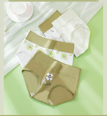 4Pcs/Set High Waist Underwear Cotton Women Panties Fashion Print Ladies Briefs Plus Size Sexy Panty Breathable Female Lingerie