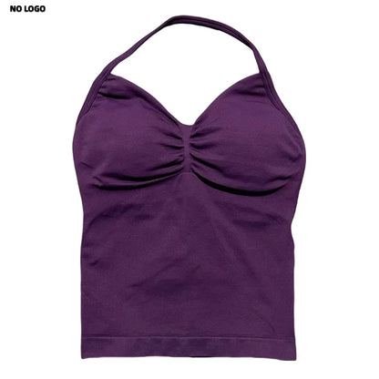 Women Yoga Vest - Longline Strappy Top | Breathable Fitness Tank Top Open Back Halter