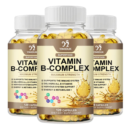 Vitamin B Complex Capsule With B1 B2 B3 B5 B6 B7 B9 B12 Folic Acid & Biotin Help Innutrition Reduce Stress &Anxiety Help Nervous